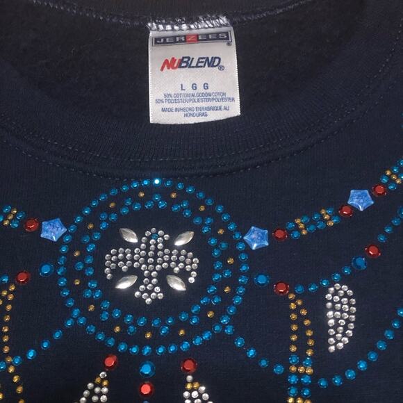 Jerzees NuBlend Patriotic Dreamcatcher Embellished Sweatshirt Sz L - Picture 3 of 7